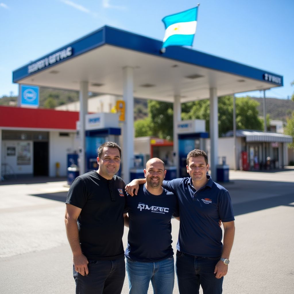Fundadores de InverGas en la primera estación adquirida